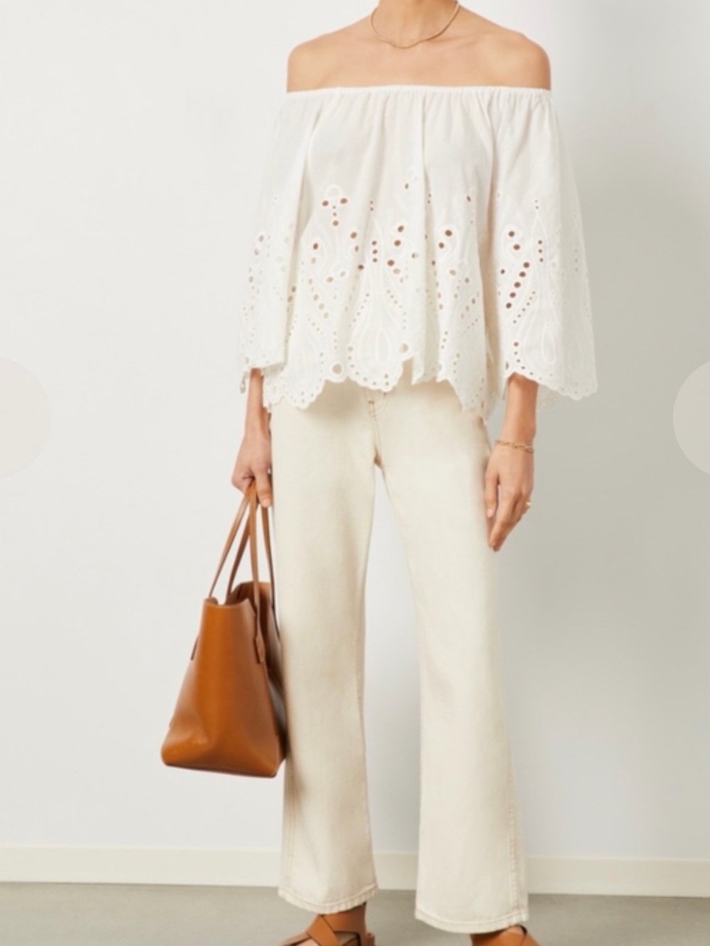 NWT Natalie Martin Ella Top with Tangier Border Embroidery in Salt